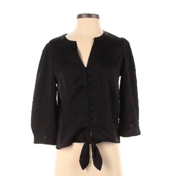 Black Express Tie Blouse - Picture 1 of 6